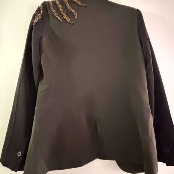 Ark & Co Green and Black Zebra Embellished Shoulder Blazer Size Small - Picture 3 of 5